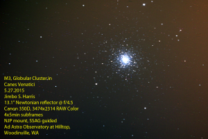 I had to be realistic about target selection, under a bright 10-day moon. Star cluster, FTW!