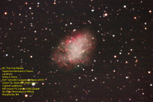 The Crab Nebula is the remnant of the Supernova of 1054, seen by Chinese astronomers. It was visible during the day for 23 days.