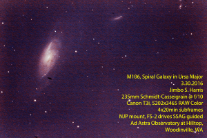 M106 gets hardly any attention, but is quietly the 6th largest galaxy (by angular size) that we can see (including The Milky Way!).